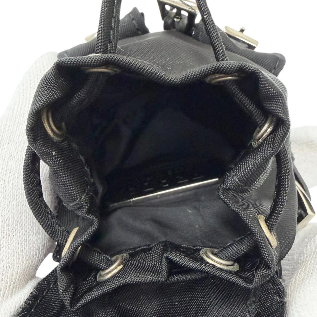 Prada Triangle Logo Backpack Motif Charm Strap Black Box Included — view 4