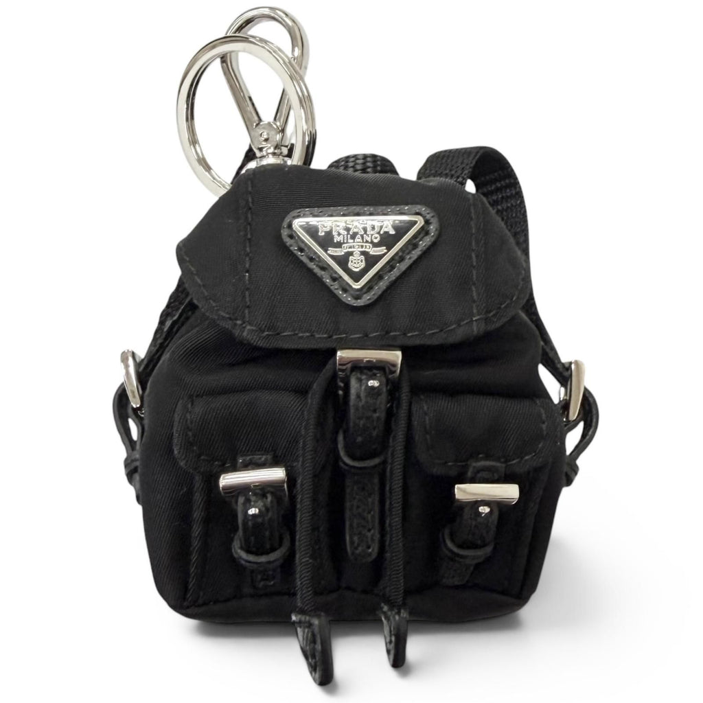 Prada Triangle Logo Backpack Motif Charm Strap Black Box Included