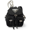 Prada Triangle Logo Backpack Motif Charm Strap Black Box Included