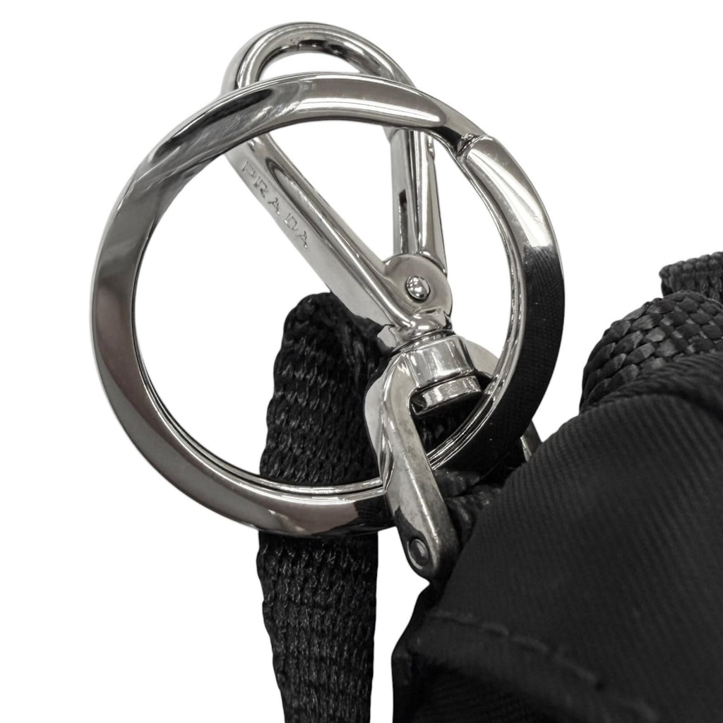 Prada Triangle Logo Backpack Motif Charm Strap Black Box Included — view 7