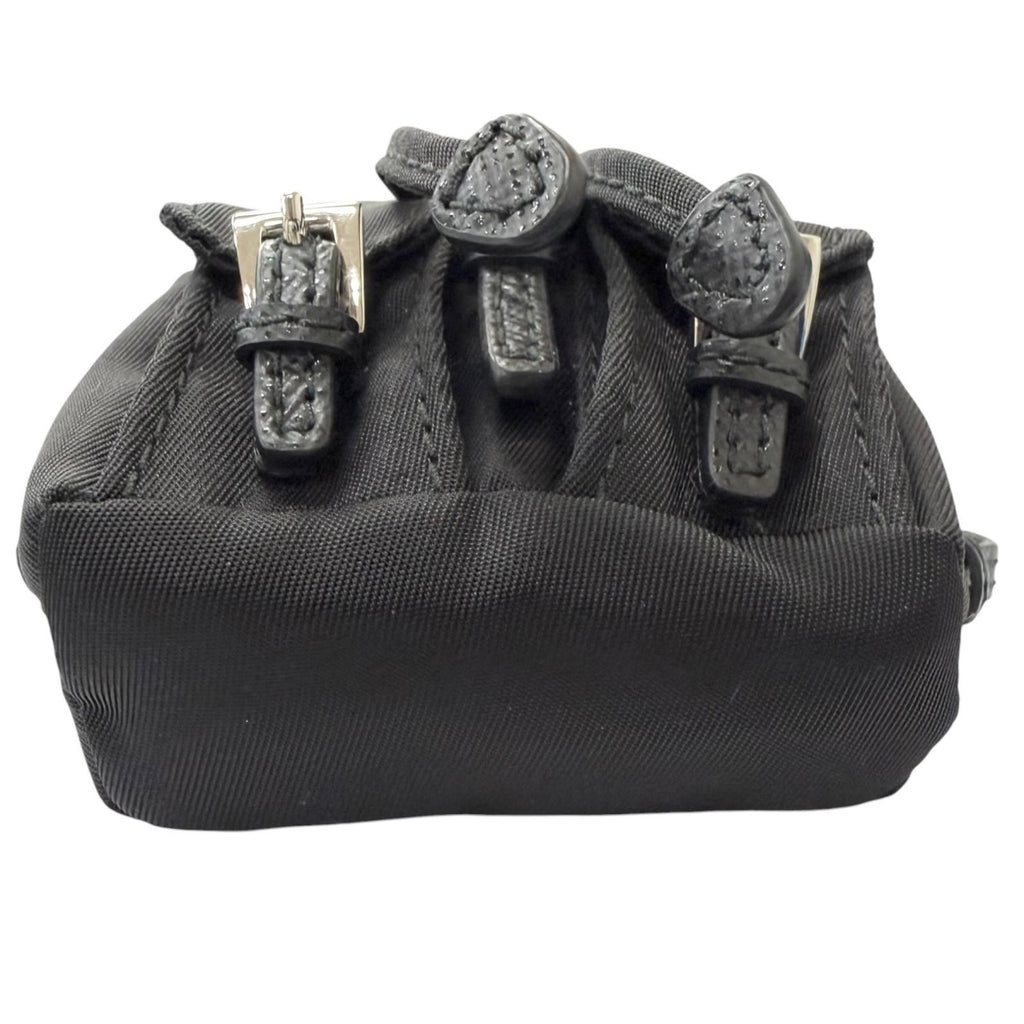 Prada Triangle Logo Backpack Motif Charm Strap Black Box Included — view 5
