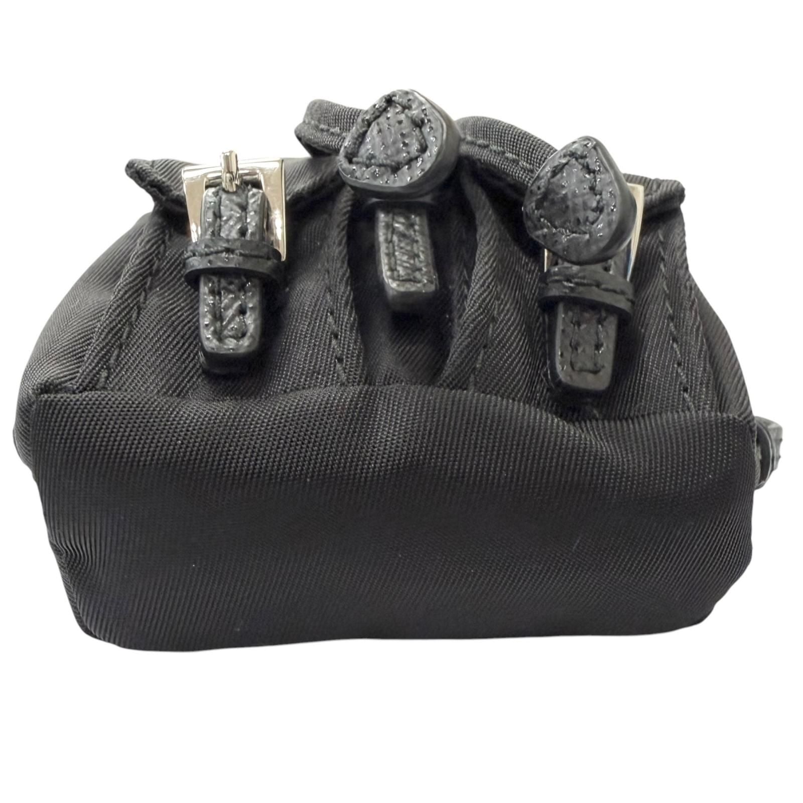 Prada Triangle Logo Backpack Motif Charm Strap Black Box Included — view 5