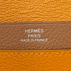 Hermes Ever Color Clou de Selle Leather Card Case Apricot Gold — view 8