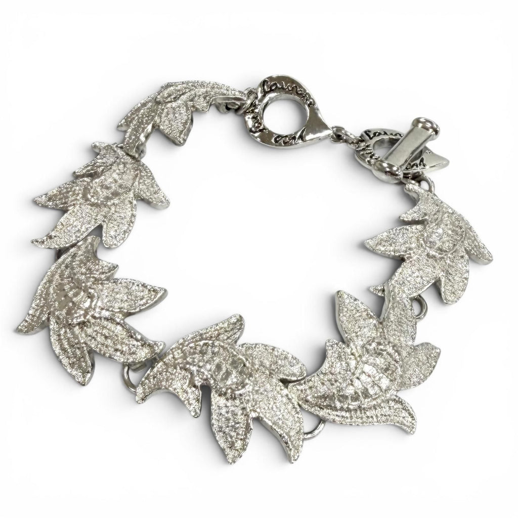 Saint Laurent Rhodium Polished Heart Toggle Bracelet Silver