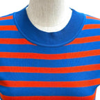 Hermes Silk Blend Border Sleeveless Mock Neck Knit Blue Orange 38 — view 2