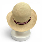 Hermes Greta Series Silk Ribbon Tape Straw Hat Natural Pink 57 Bag Included — view 4