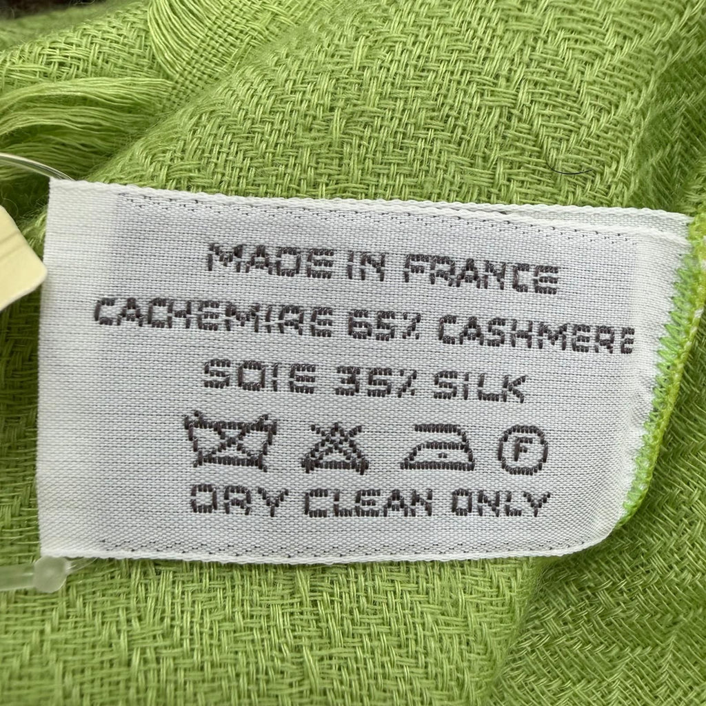 Hermes Exlibris Cashmere Silk Large Shawl Light Green Scarf — view 9