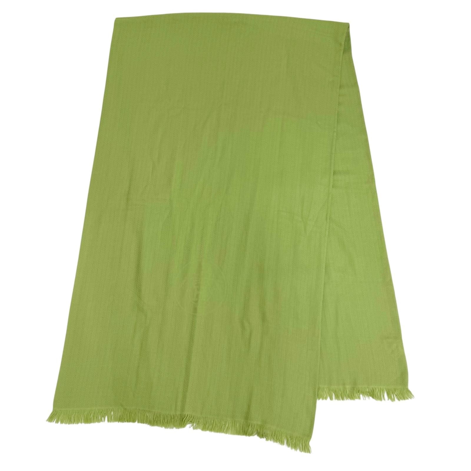 Hermes Exlibris Cashmere Silk Large Shawl Light Green Scarf — view 5