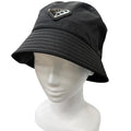 Prada Re-Nylon Triangle Logo Bucket Hat Black