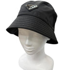 Prada Re-Nylon Triangle Logo Bucket Hat Black