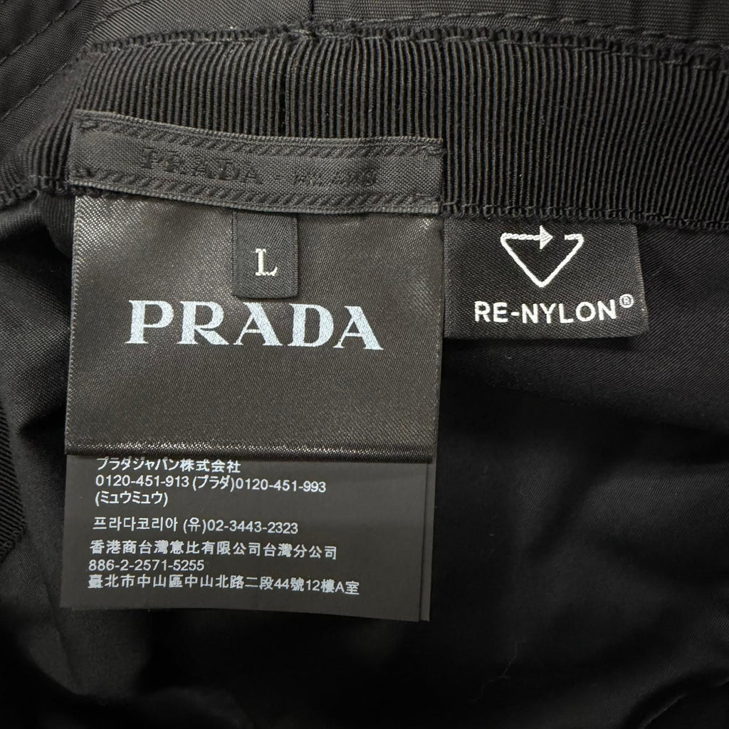 Prada Re-Nylon Triangle Logo Bucket Hat Black — view 7
