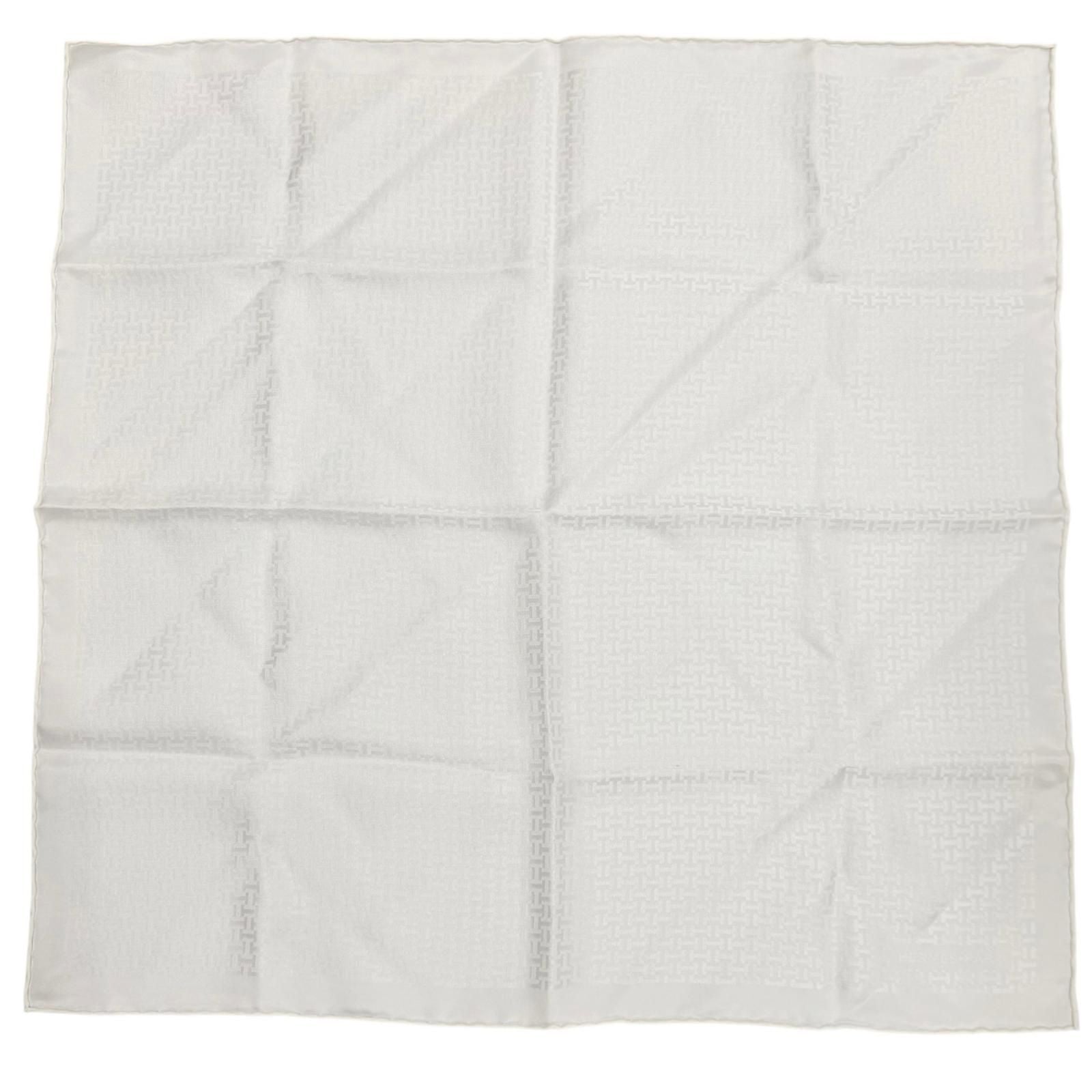 Hermes Upside Down Silk 100% All Over Pattern Pocket Square Handkerchief White — view 2