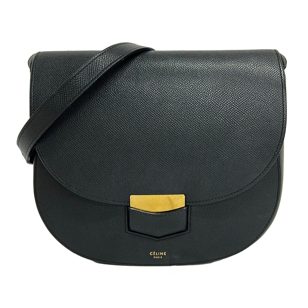 Celine Shoulder Bag Trotter Compact Black Leather