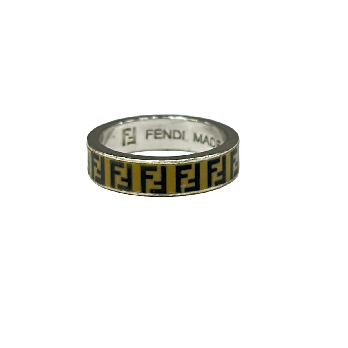 Fendi Ring M Silver Black Beige FF