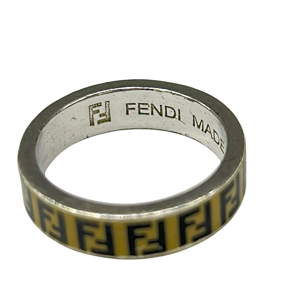 Fendi Ring M Silver Black Beige FF — view 4