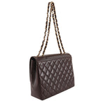Chanel Maxi Quilted 34 Chain Shoulder CC Logo Lambskin Brown — view 3