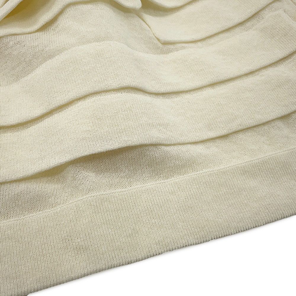 Chanel Skirt Mini Flare Ruffle CC Logo Cotton Linen 38 White — view 4