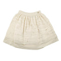 Chanel Skirt Mini Flare Ruffle CC Logo Cotton Linen 38 White