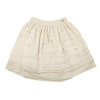 Chanel Skirt Mini Flare Ruffle CC Logo Cotton Linen 38 White