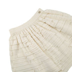 Chanel Skirt Mini Flare Ruffle CC Logo Cotton Linen 38 White — view 3