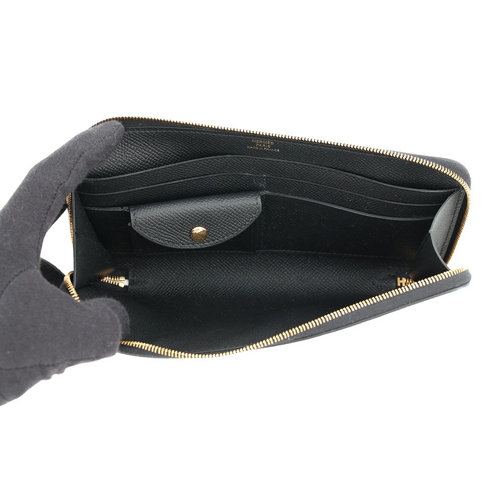Hermes Wallet Macaron Long to Go Black Gold Epsom — view 5