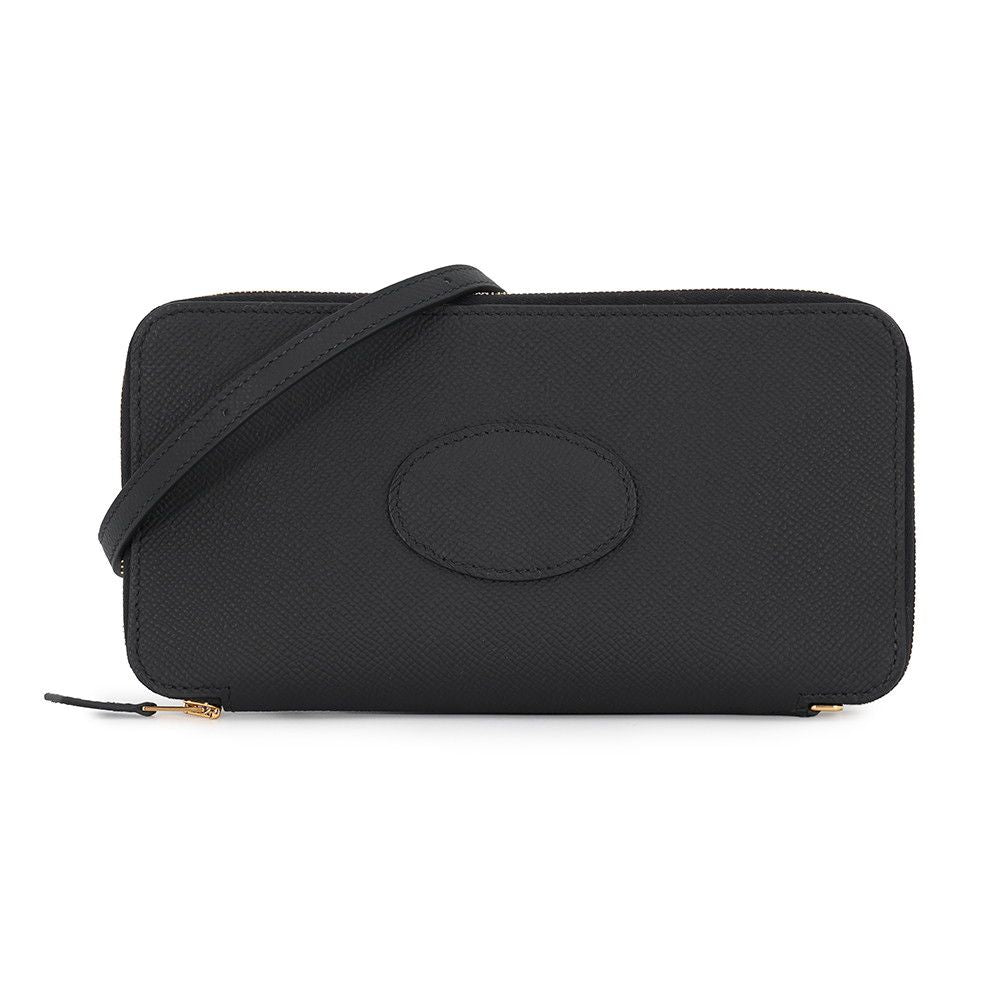 Hermes Wallet Macaron Long to Go Black Gold Epsom