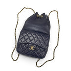 Chanel Backpack Navy Gold Quilted CC Logo Turnlock Chain — view 5