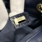 Chanel Backpack Navy Gold Quilted CC Logo Turnlock Chain — view 7