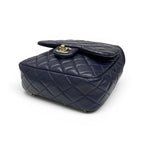 Chanel Backpack Navy Gold Quilted CC Logo Turnlock Chain — view 4
