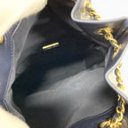 Chanel Backpack Navy Gold Quilted CC Logo Turnlock Chain — view 6