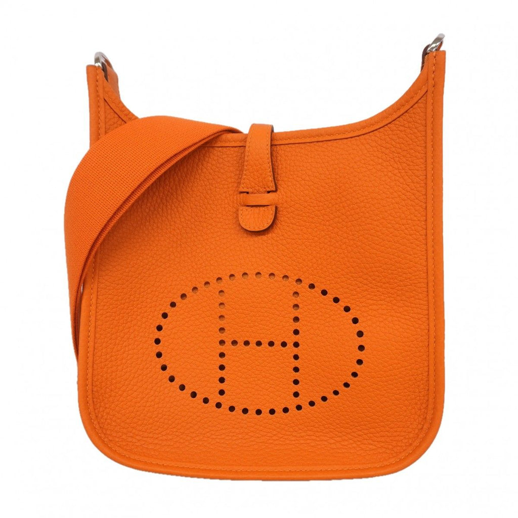 Hermes Shoulder Bag Evelyne 23 Taurillon Clemence Orange Silver