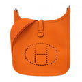 Hermes Shoulder Bag Evelyne 23 Taurillon Clemence Orange Silver