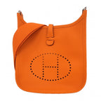 Hermes Shoulder Bag Evelyne 23 Taurillon Clemence Orange Silver