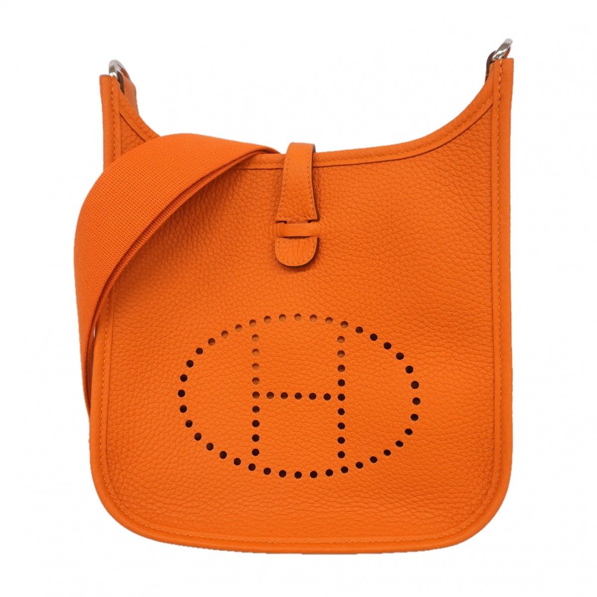 Hermes Shoulder Bag Evelyne 23 Taurillon Clemence Orange Silver
