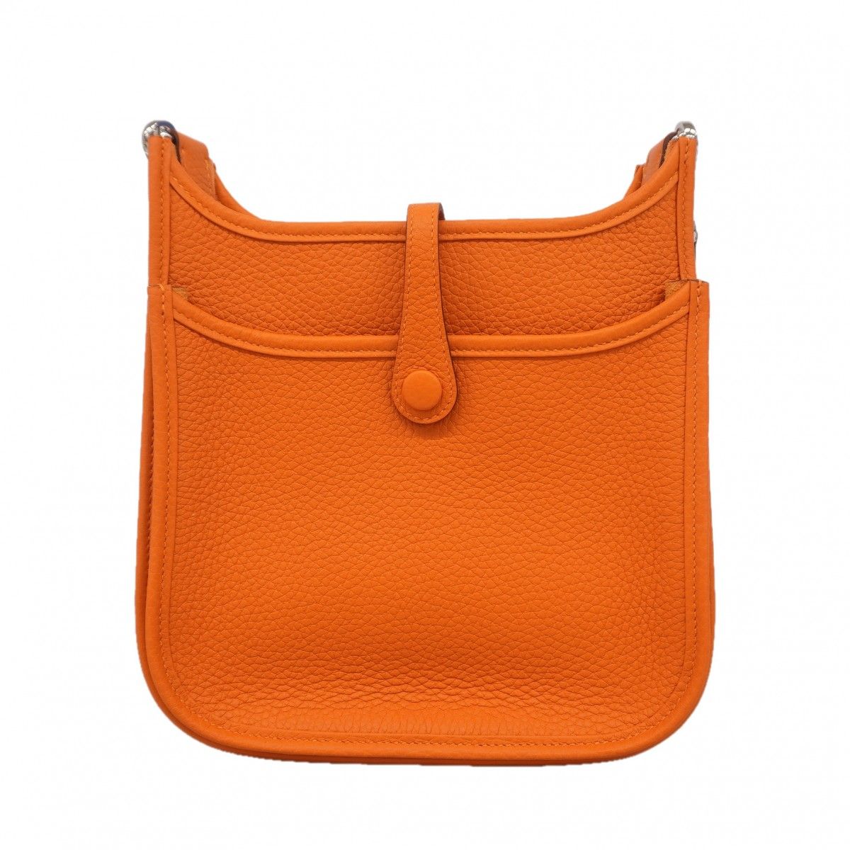 Hermes Shoulder Bag Evelyne 23 Taurillon Clemence Orange Silver — view 8