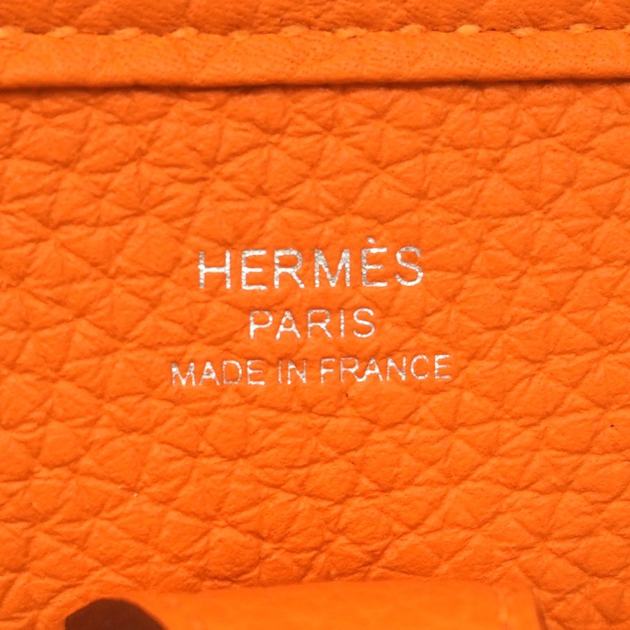 Hermes Shoulder Bag Evelyne 23 Taurillon Clemence Orange Silver — view 5