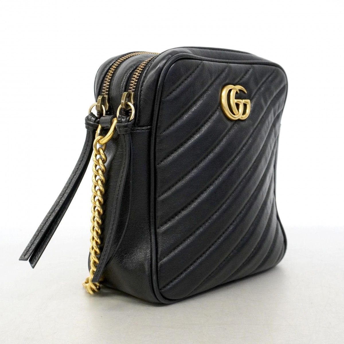 Gucci Shoulder Bag GG Marmont Leather Black Gold — view 2