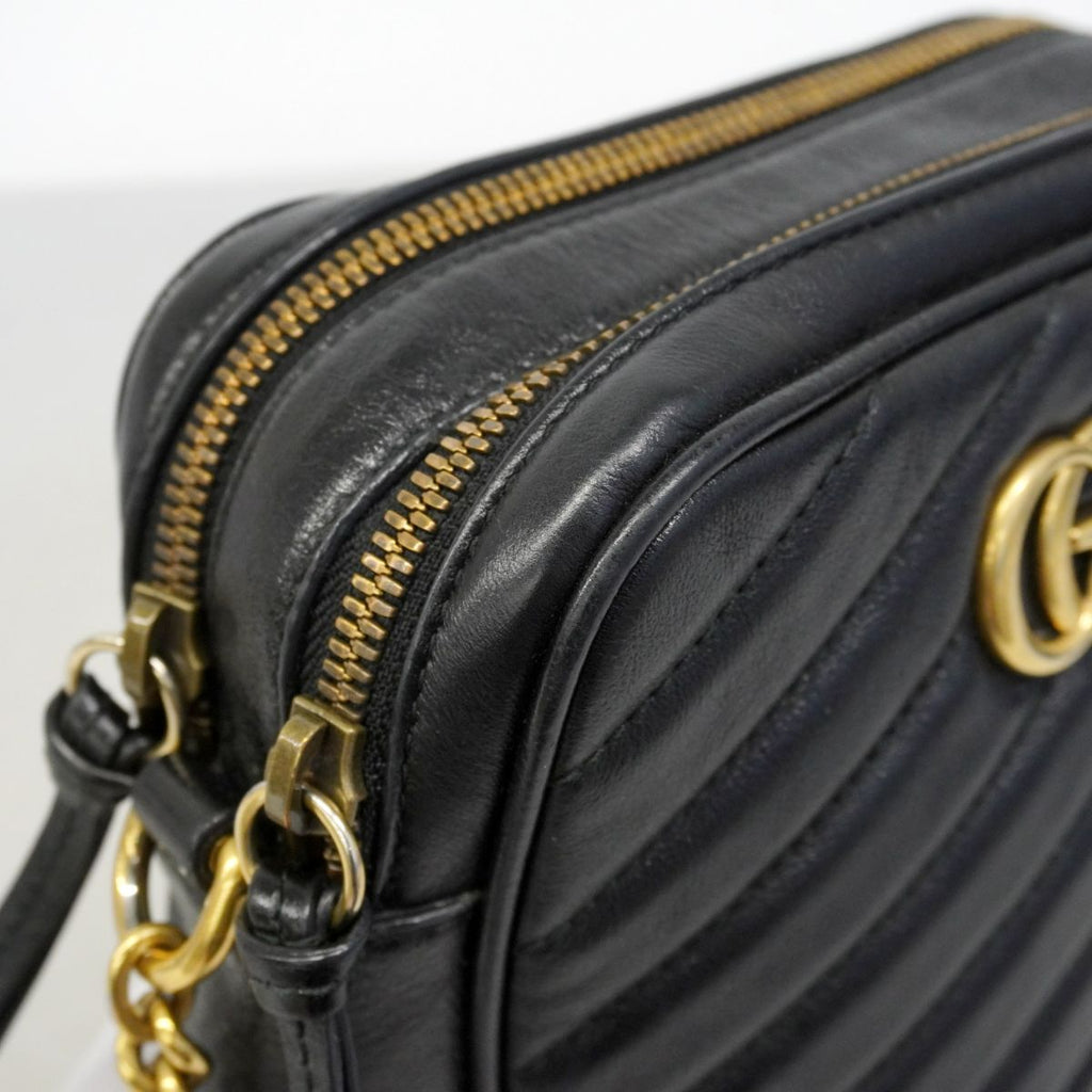 Gucci Shoulder Bag GG Marmont Leather Black Gold — view 6