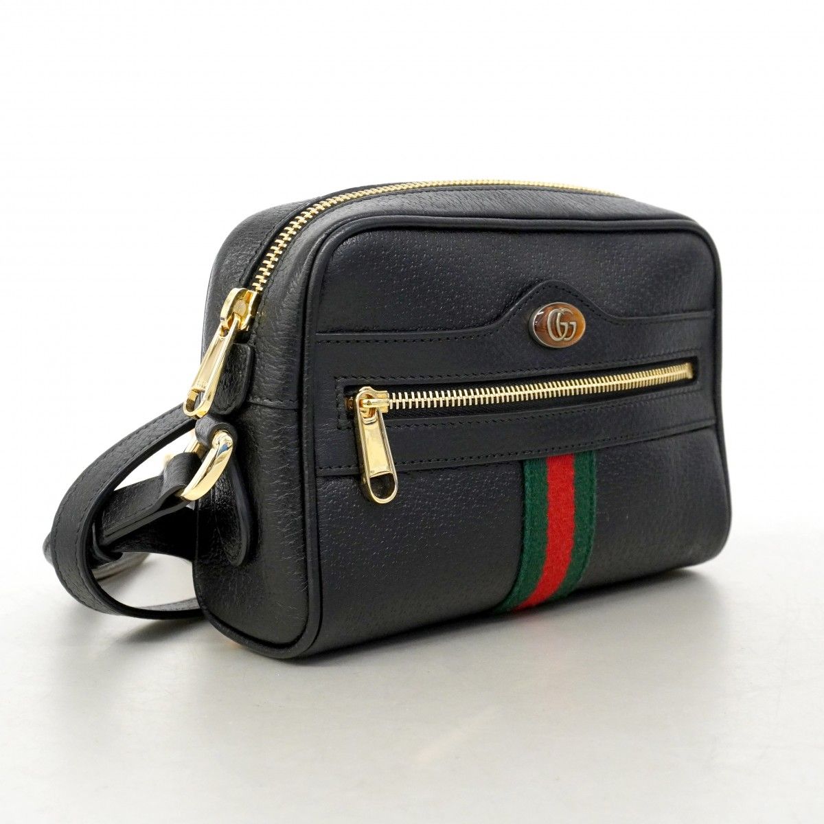 Gucci Shoulder Bag Sherry Line Leather Black Gold — view 2