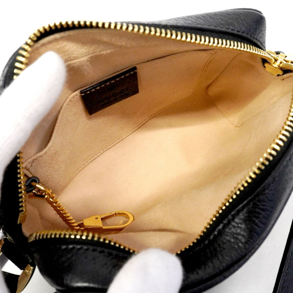Gucci Shoulder Bag Sherry Line Leather Black Gold — view 4