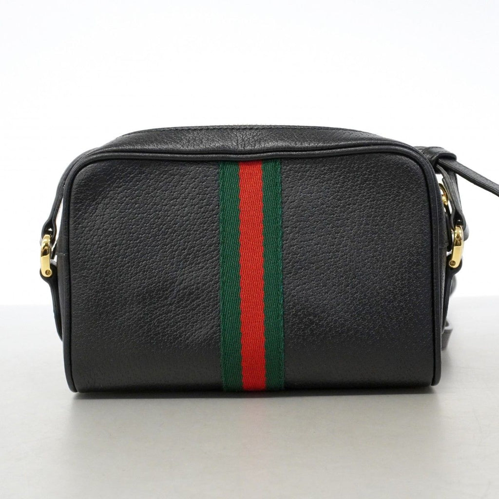 Gucci Shoulder Bag Sherry Line Leather Black Gold — view 8