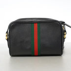 Gucci Shoulder Bag Sherry Line Leather Black Gold — view 8