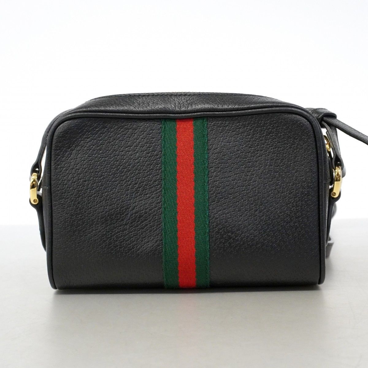 Gucci Shoulder Bag Sherry Line Leather Black Gold — view 8