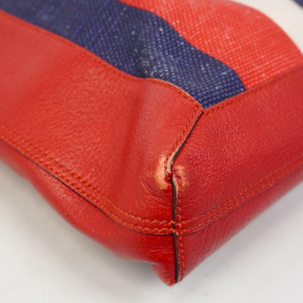 Gucci Tote Canvas Leather Red Navy Gold — view 6