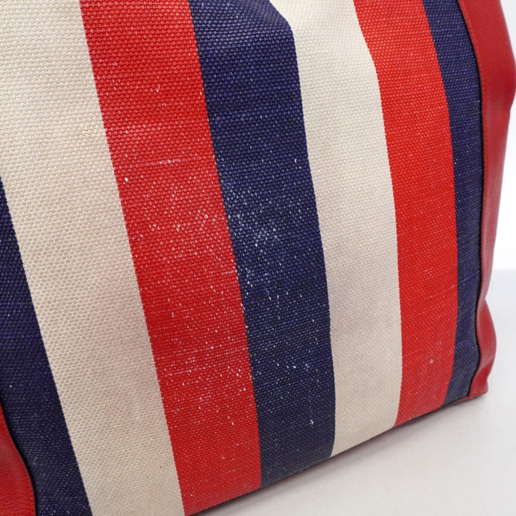Gucci Tote Canvas Leather Red Navy Gold — view 8