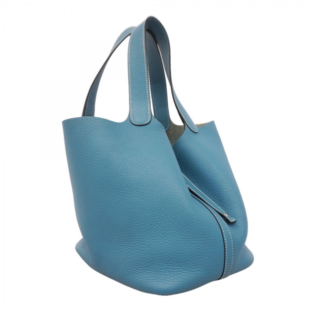 Hermes Handbag Picotin Lock MM Taurillon Blue Jean Silver — view 2