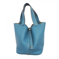Hermes Handbag Picotin Lock MM Taurillon Blue Jean Silver
