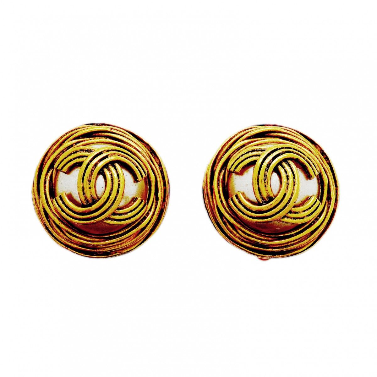 Chanel Earrings Vintage CC Logo Round