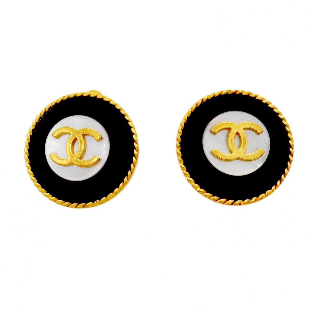 Chanel Earrings Vintage CC Logo Round