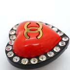 Chanel Earrings Vintage CC Logo Gold Plated Plastic Rhinestone Black — view 8